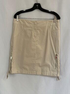 Emporio Armani Skirt Side Zipper & Button Detail Tan Size 44